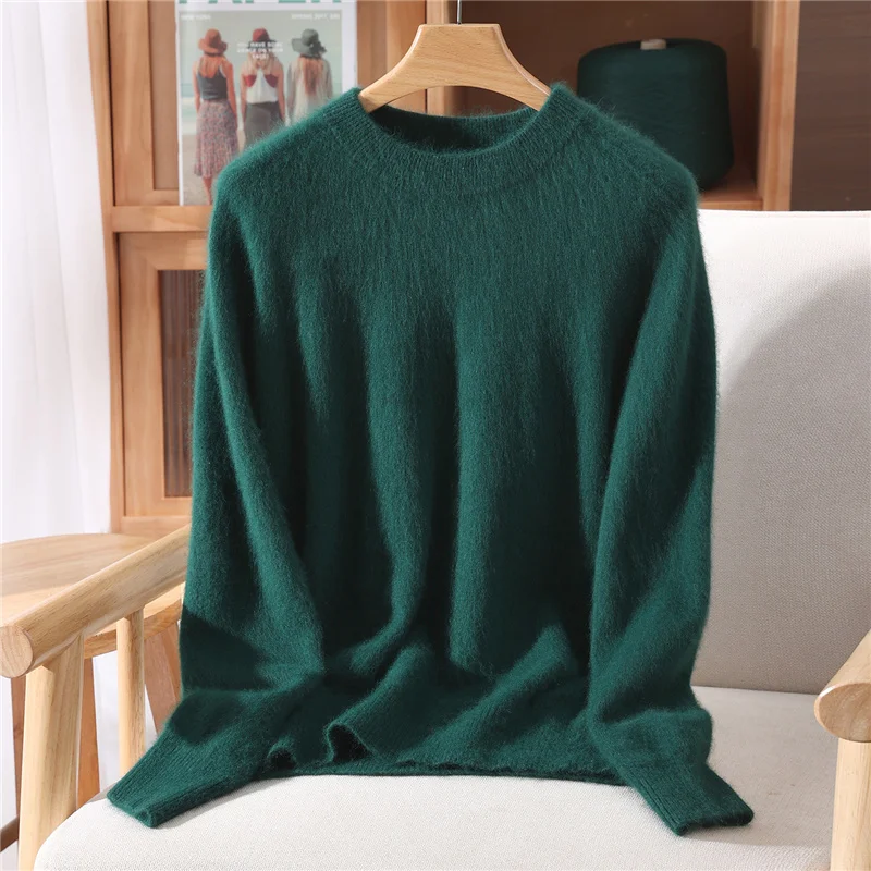 

2025 New Autumn Winter Women Mink Cashmere Sweater O-Neck Pullover Basic Casual Soft Warm Bottom Clothing 100% Mink Cashmere Top