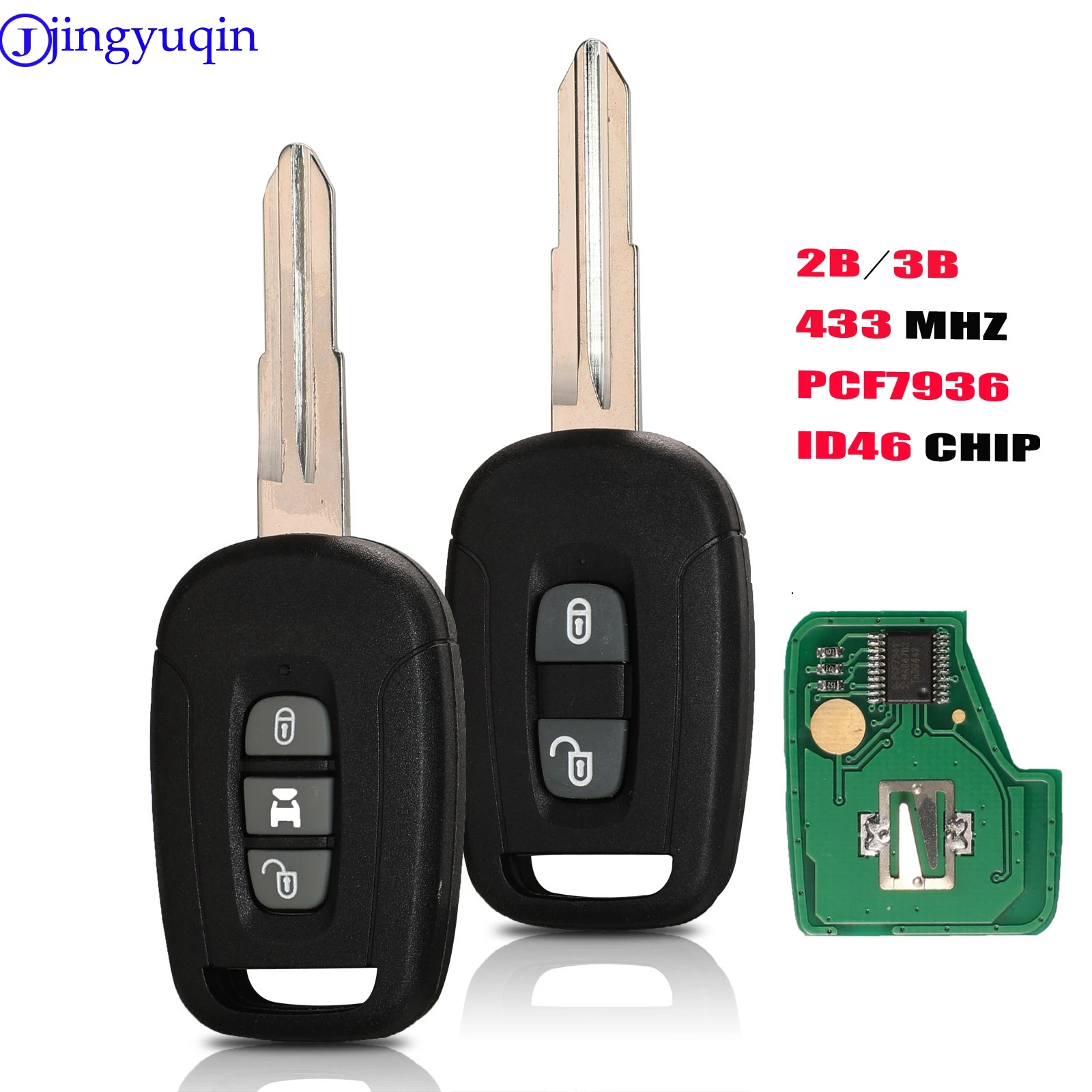 

jingyuqin 2B/3B Remote Control Car Key Fob 433MHz ID46 PCF7936 For Chevrolet Captiva For Opel Antara