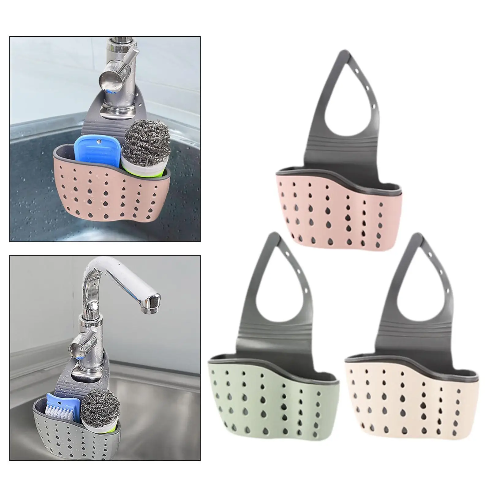 Kitchen Sink Sponge Holder Soap Holder Sink Accessories Drain Holes for Drying Multifunctional Hanging for Scrubbers Sponges