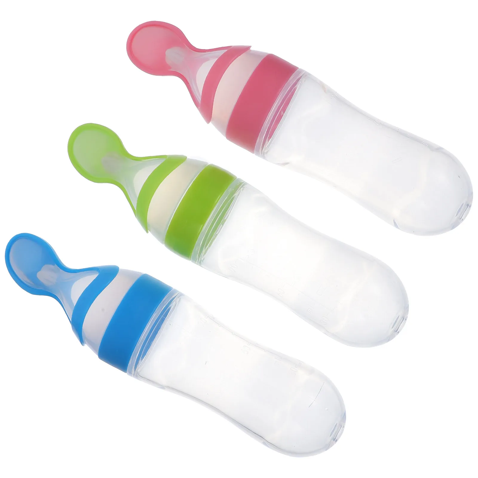 

3Pcs Rice Paste Bottles Silicone Baby Feeding Squeezing Bottle One Hand Operation Infant Food Supplement Dispenser Safe