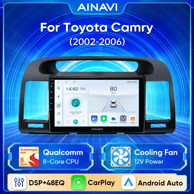 

Ainavi Car Radio For Toyota Camry 5 XV 30 2002 - 2006 Wireless Carplay Multimedia Radio Video Player Android Auto GPS DSP 48EQ