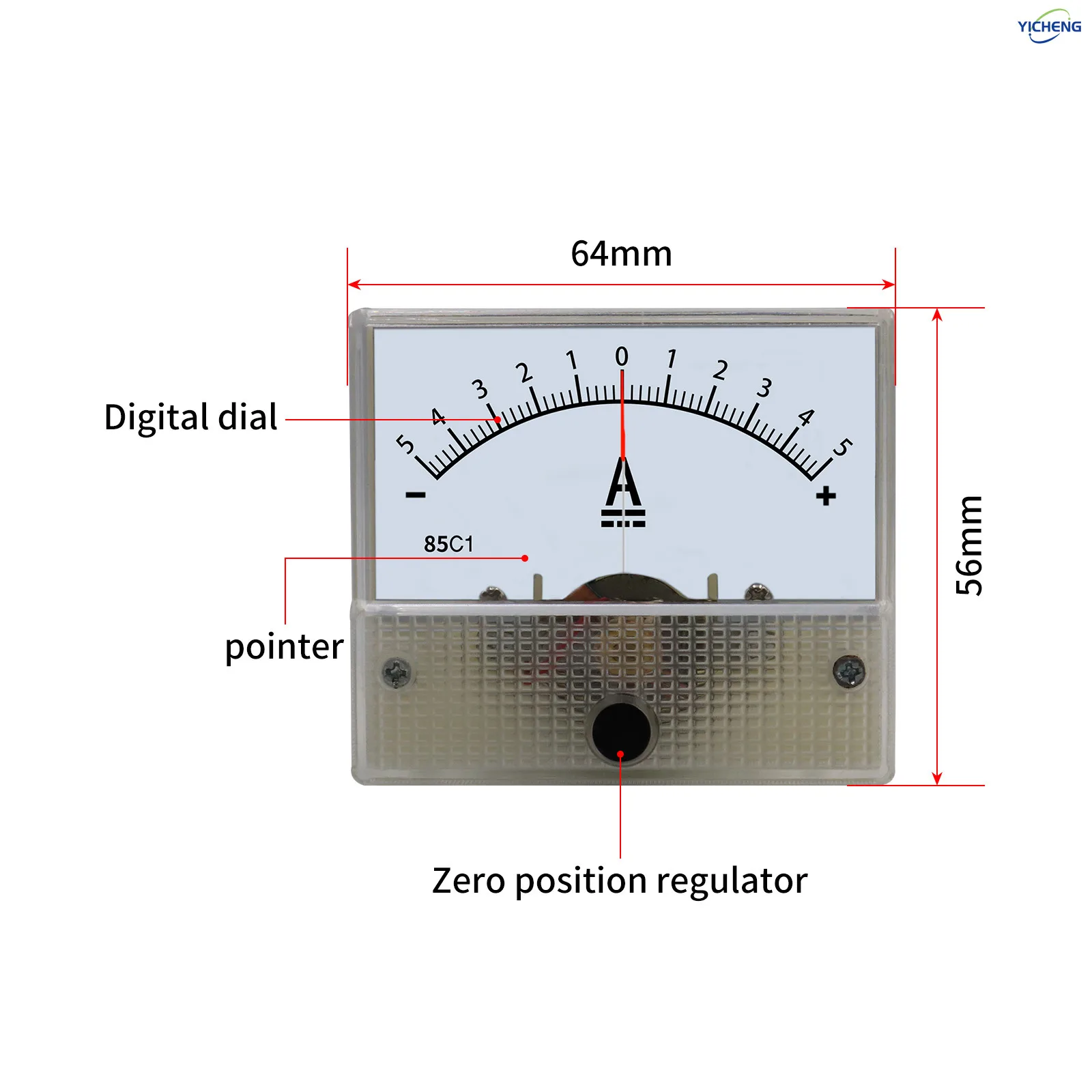 

YICHENG DC Ampere meter bidirectional pointer meter positive and negative ±1A2A3A5A10A15A