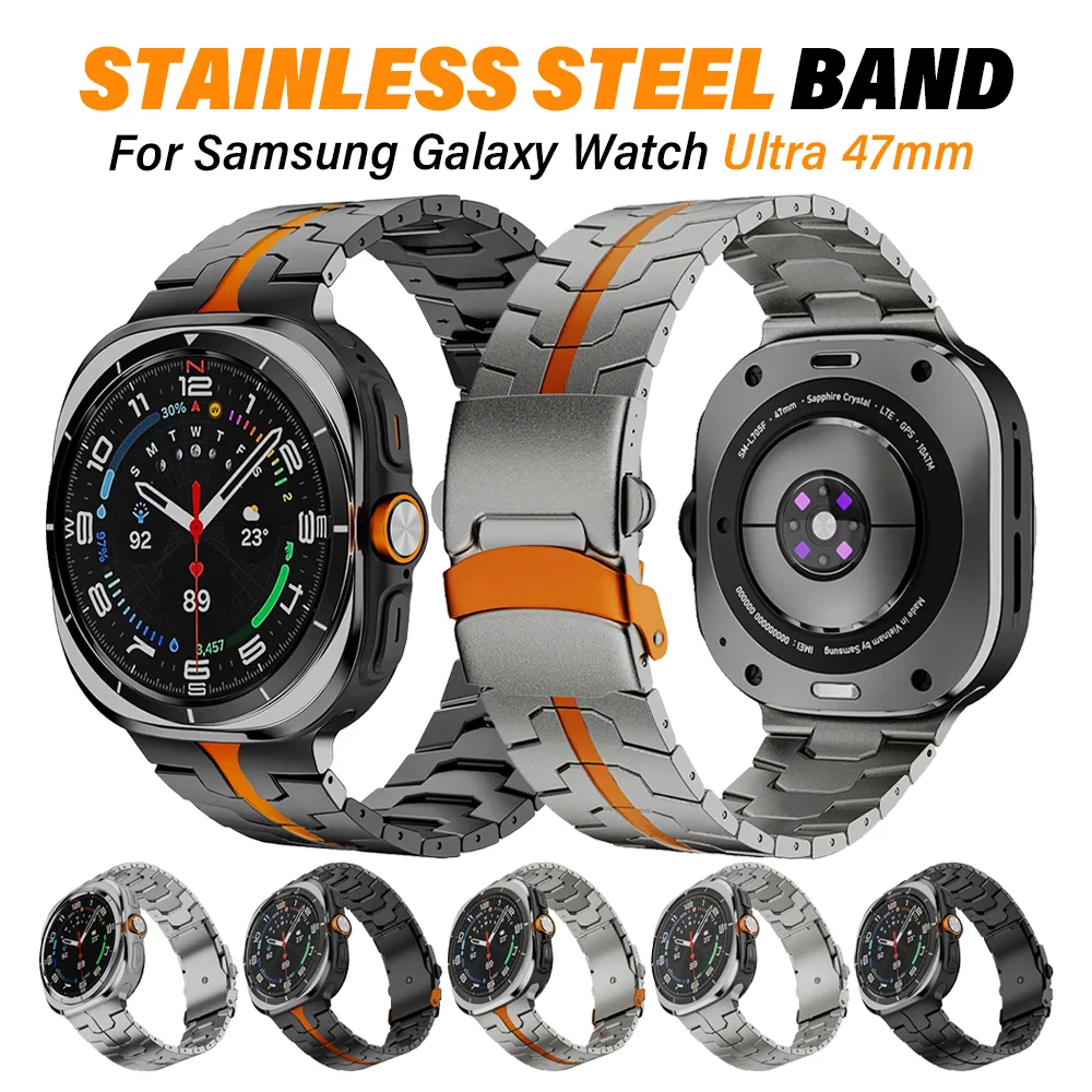 

Black Orange Stainless Steel Band for Samsung Galaxy Ultra Luxury Men Wristband for SAMSUNG GALAXY ULTRA Metal Strap Bracelet