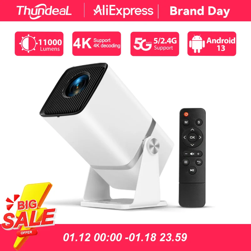 【Brand+】ThundeaL TD80W Full HD 1080P Projector Android 4K WiFi 3D Smart Home Theater TD80 Mini Portable Projector Meeting Video