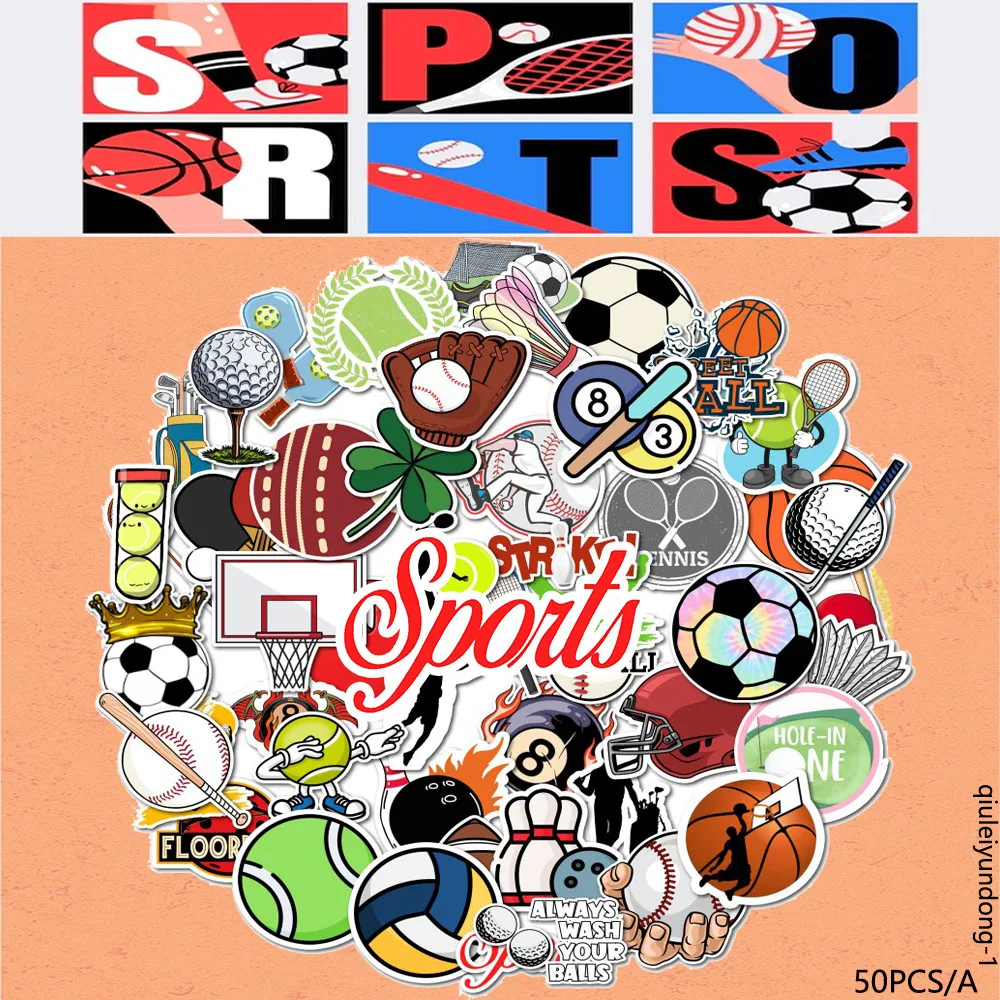 Multi‑Sport Theme Stickers Waterproof Vinyl Decals for Laptop Water Bottle Scrapbook DIY Decor