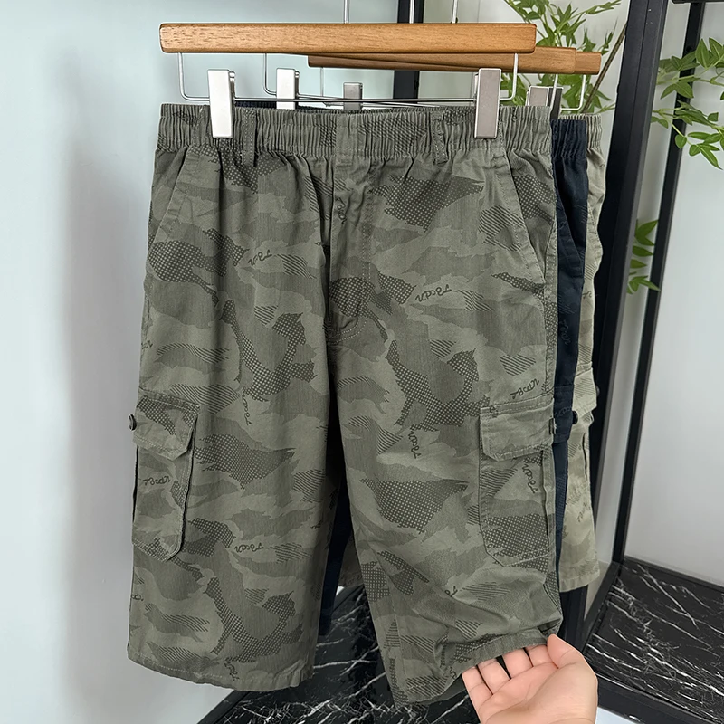 

Cotton Camouflage Cropped Cargo Pants Men Summer Straight Short Pants Loose Casual Large Size 6XL Men's Multi-Pocket Camo Shorts