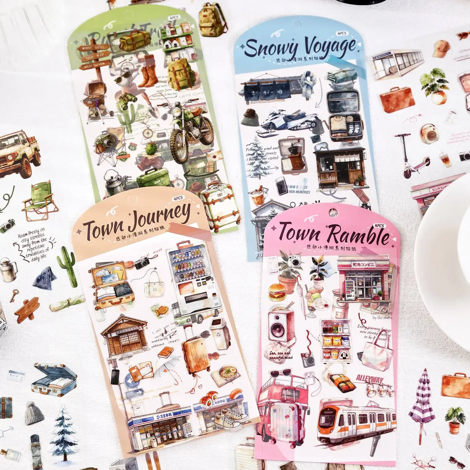 JIANWU Vintage Reizen Leven Landschap Materiaal Collage Scrapbooking PET Sticker Creatief DIY Dagboek Kantoorartikelen