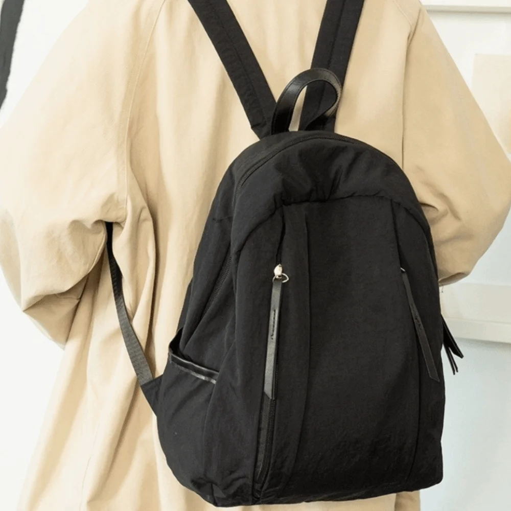 Простой однотонный дорожный рюкзак с несколькими карманами, универсальный нейлоновый рюкзак в корейском стиле, большая вместительная студенческая школьная сумка для улицы