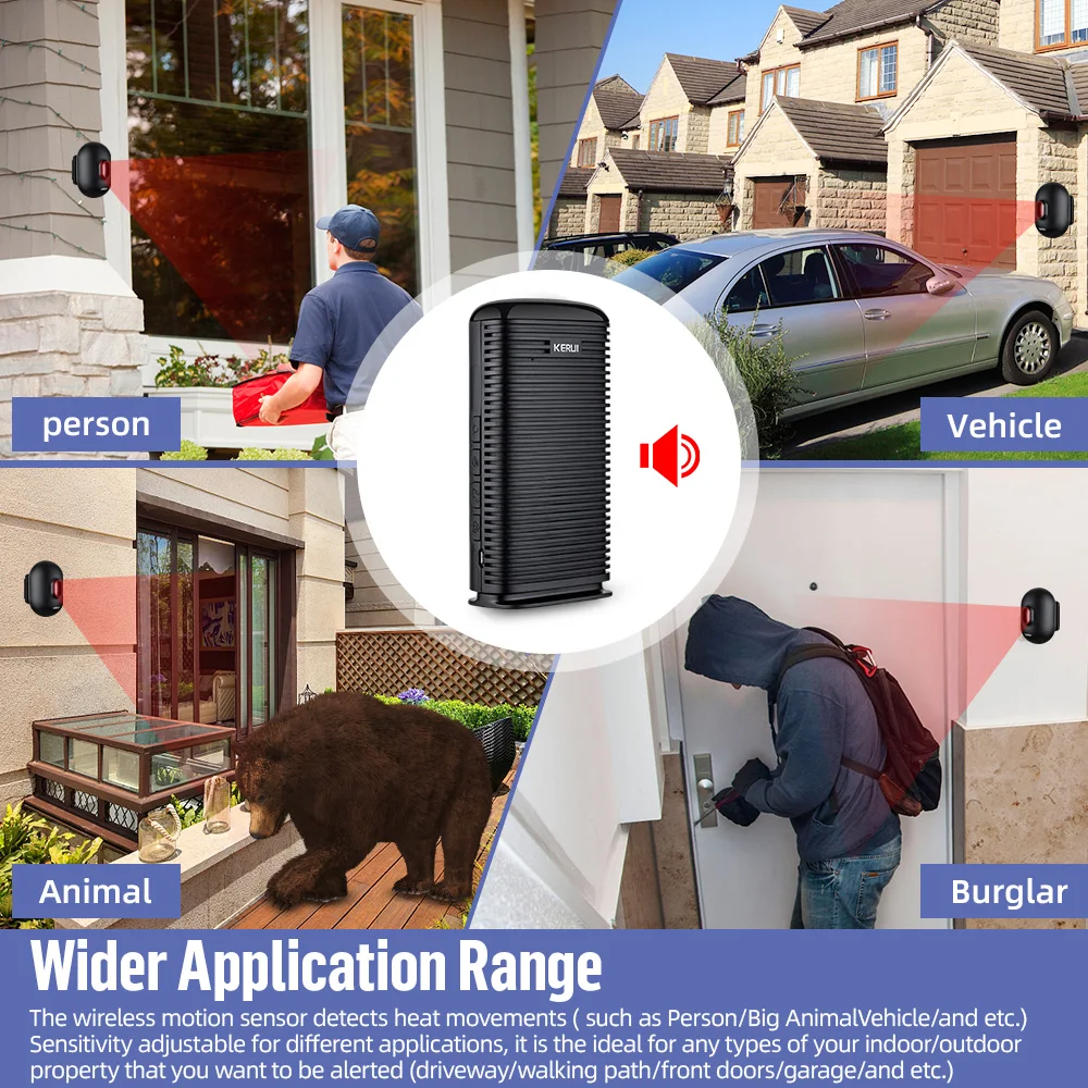 KERUI Wireless Driveway Security Alarm System,Waterproof PIR Motion Detector,Patrol Garage,Welcome Burglar Alarm Security System