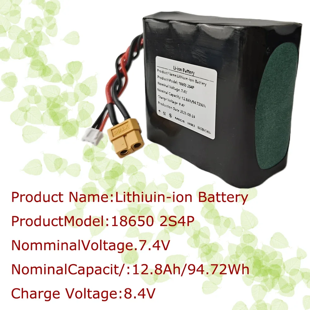 2S4P 7.4V 12800mAh  UAV Rechargeable Li-ion Battery For Various RC Airplane Drone Quadrotor XH2.54-3P XT60