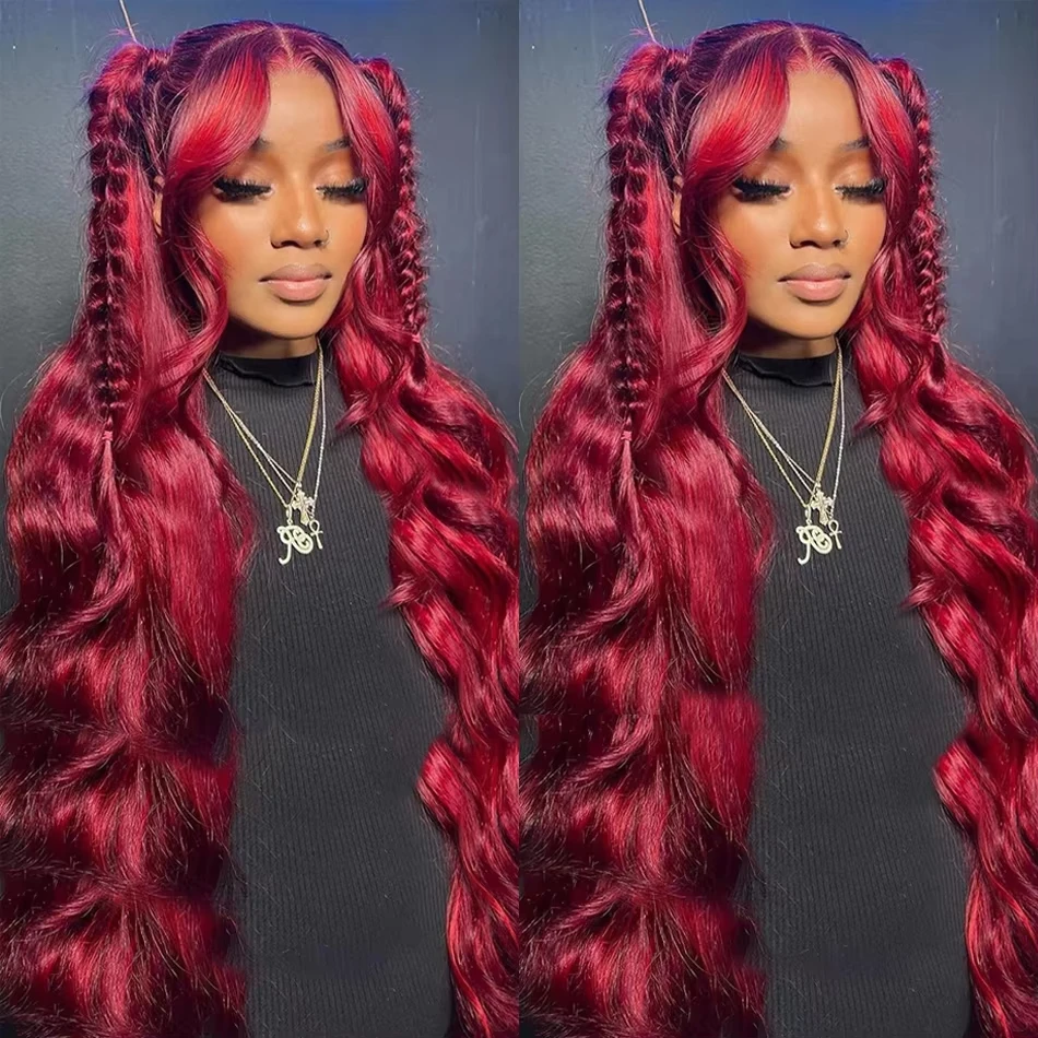 

Burgundy 99J Body Wave 13x6 Hd Lace Frontal Human Hair Wigs Transparent Lace Front Wigs For Women Brazilian Red Colored Remy Wig