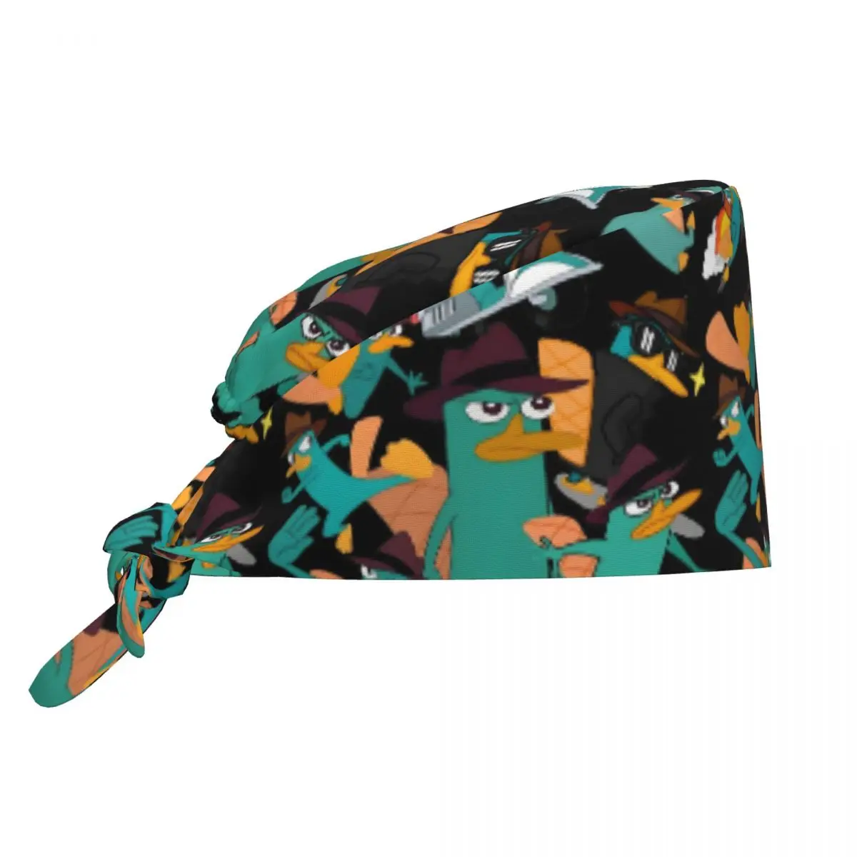 Custom Perry The Platypus Breathable Nursing Work Cap Surgical Scrub Caps Nursing Hair Hats Work Scrubs Hat for Medical Surgical