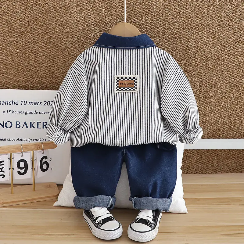 Hot Children Fashion Suit Spring Kids Boy Girl Denim Coat T-shirt Pants 3Pcs/Set Toddler Clothing Infant Sportswear 0-5 Years