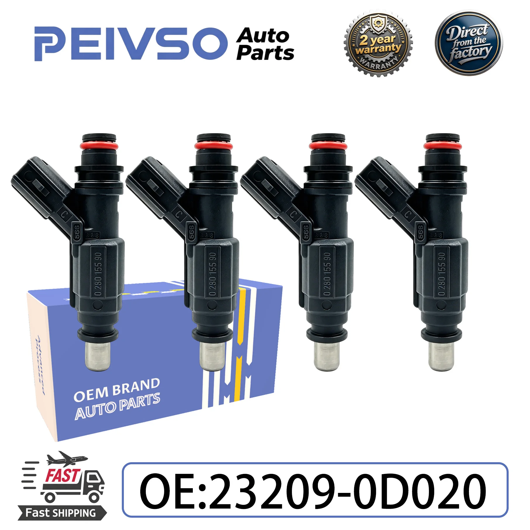 PEIVSO 23209-0D020 High-Quality Fuel Injector for TOYOTA General COROLLA 95-07 AURIS 07-12 ALTIS 07-08 1.6L 3ZZFE 0280155936
