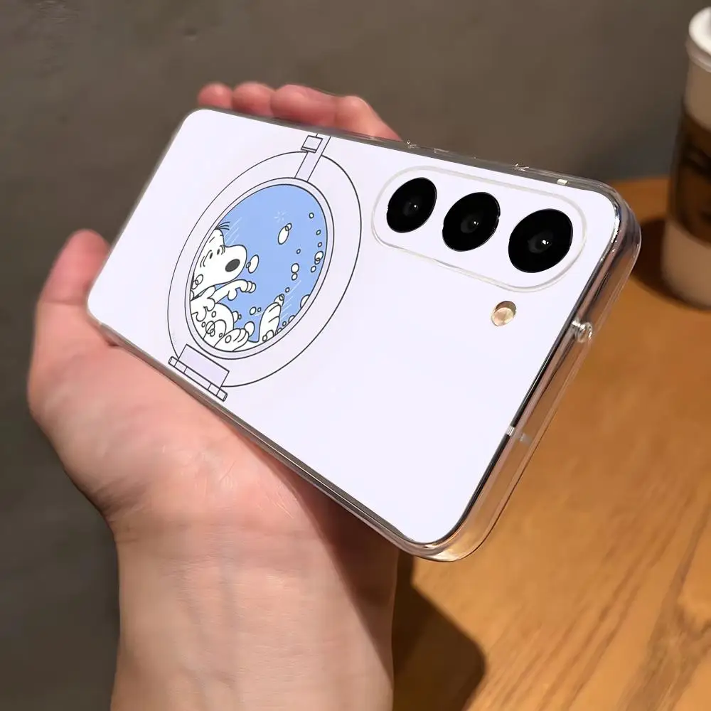 Cartoon Snoopy Dog Phone Case For Samsung S26 S25 Plus S24 Plus S22 Ultra S23 FE S21 Plus S21 Ultra Transparent Cover