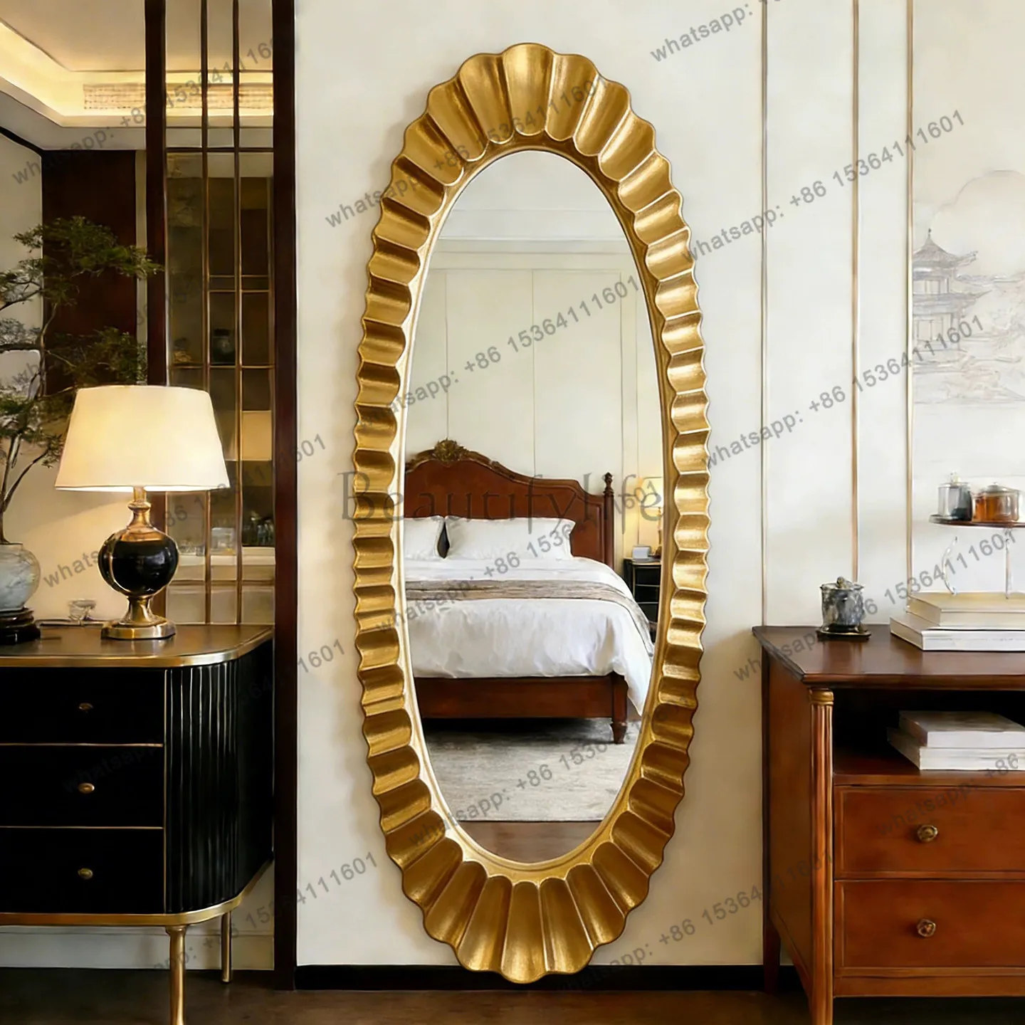 LD Standing Girls Mirror Living Room Moving Full Body Men Nordic Long Luxury Oval Girls Mirror Bathroom Espelhos