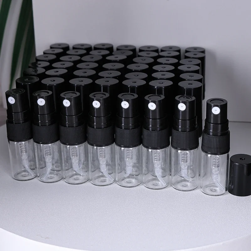 

50pcs/batch 2ml transparent glass perfume sub-bottle sample trial pack essential oil perfume container portable