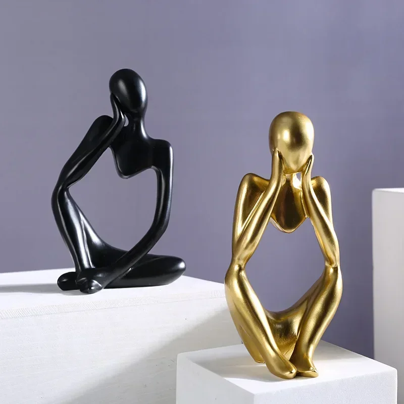 Sand Color The Thinker Abstract Statues Sculptures Yoga Figurine Nordic Living Room Home Decor Decoration Maison Desk Ornaments