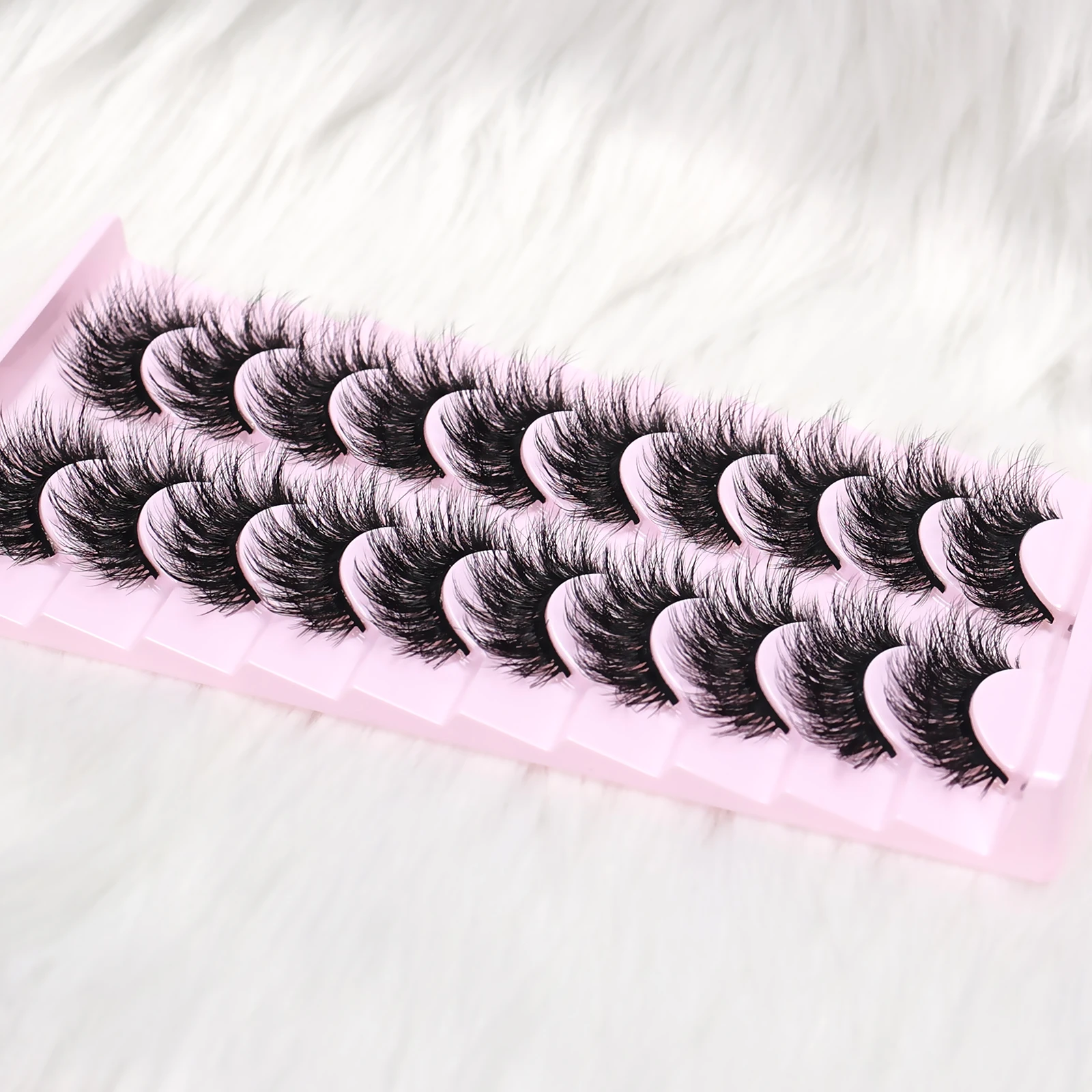 10 أزواج من الرموش الصناعية الفوضوية ثلاثية الأبعاد - رموش اصطناعية سميكة درامية، رموش خفيفة الوزن قابلة لإعادة الاستخدام وسهلة الاستخدام