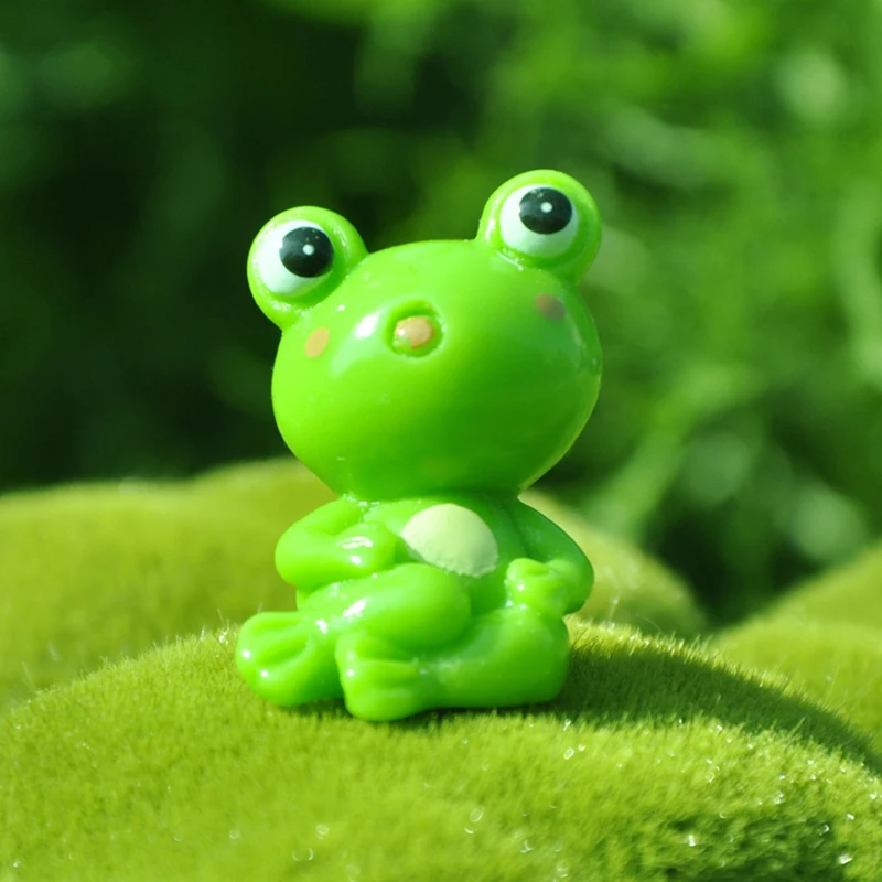 Mini Cute Frog Figurine Animal Model Moss Micro Landscape Home Decor Miniature Fairy Garden Decoration Accessories