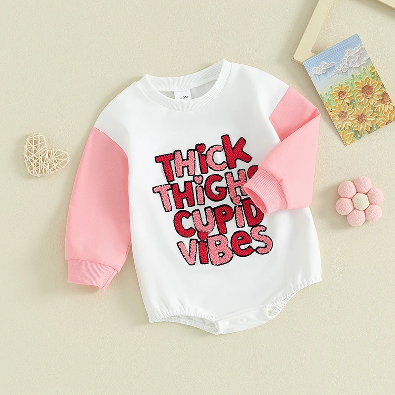 Cute Newborn Infant Girls Sweatshirt Romper Letter Embroidery Long Sleeve Bodysuits Jumpsuits St. Patrick 's Day Outfit