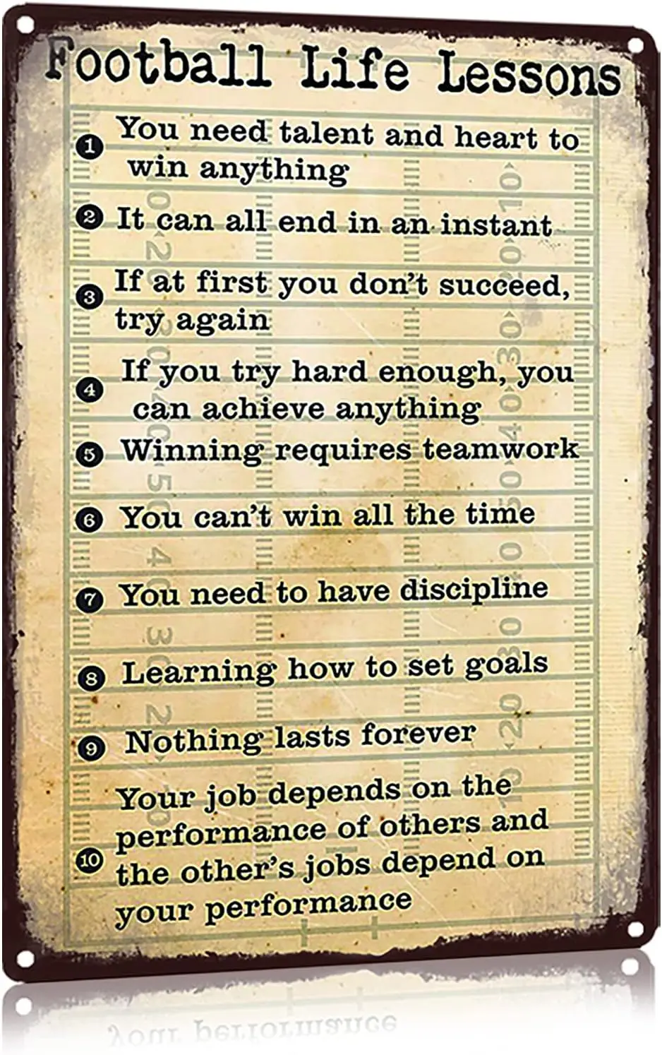 Football Life Lessons Metal Tin Sign for Bar Garage Boy's Room Wall Decor Retro Vintage 7.87 X 11.8 inches 30 x 20 cm sign