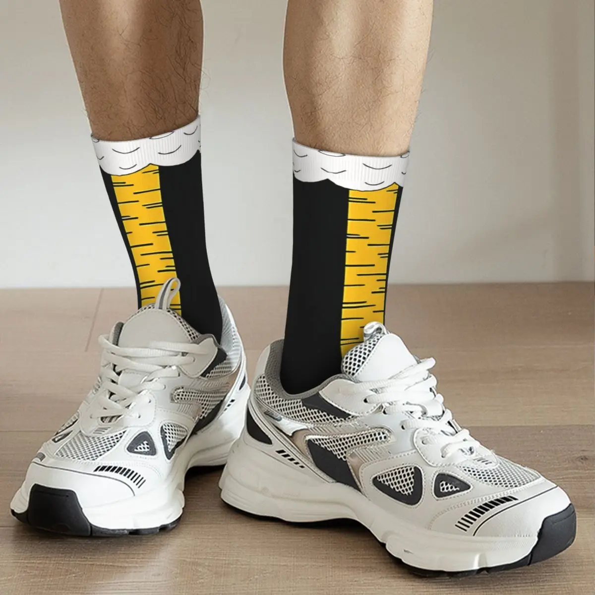 Funny Crazy Sock for Men Chicken Leg Hip Hop Vintage Seamless Pattern Printed Boys Crew Sock Casual Gift