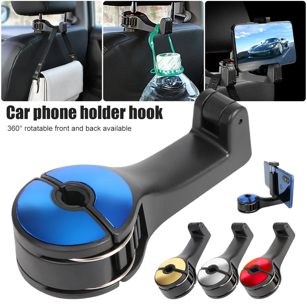 

2 In 1 Car Headrest Hook with Phone Holder Car Back Seat Hanger Organizer For Clothes Handbag Car Interior Accessories Wholesale
