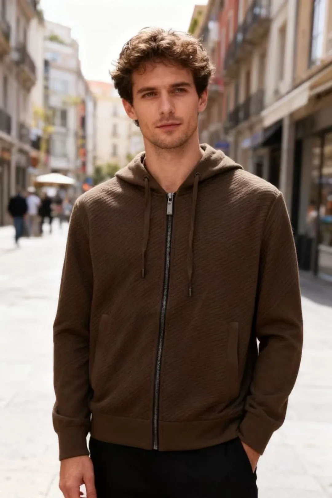 

Итальянское мужское вязаное повседневное шерстяное пальто на молнии с капюшоном, осень-зима, роскошное модное шерстяное пальто со стойкой