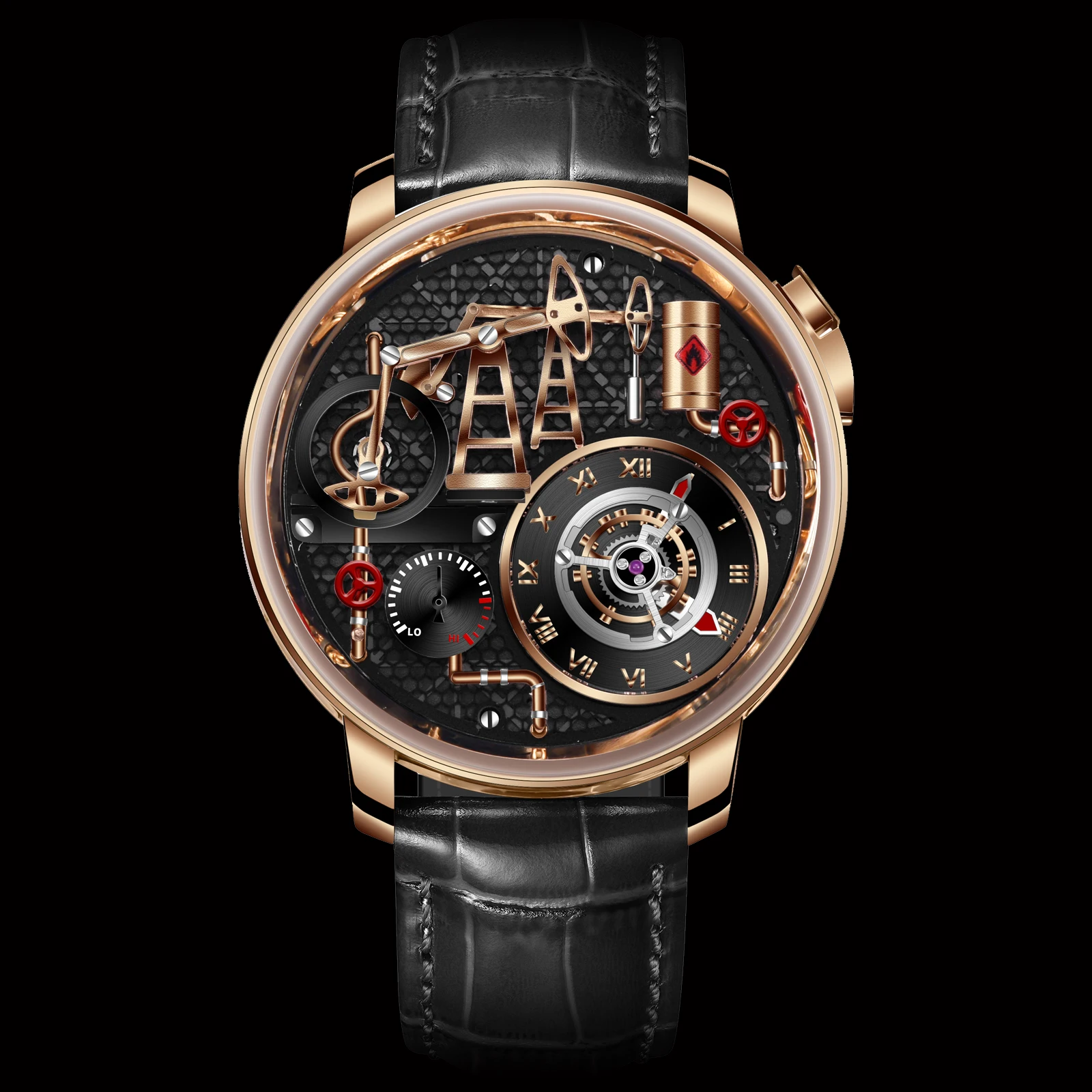 PINDU Design New Button Oil Pump Quartz Watch for Men Swiss Quartz 762 Movement Sapphire Waterproof Stainless Steel Men's Watch