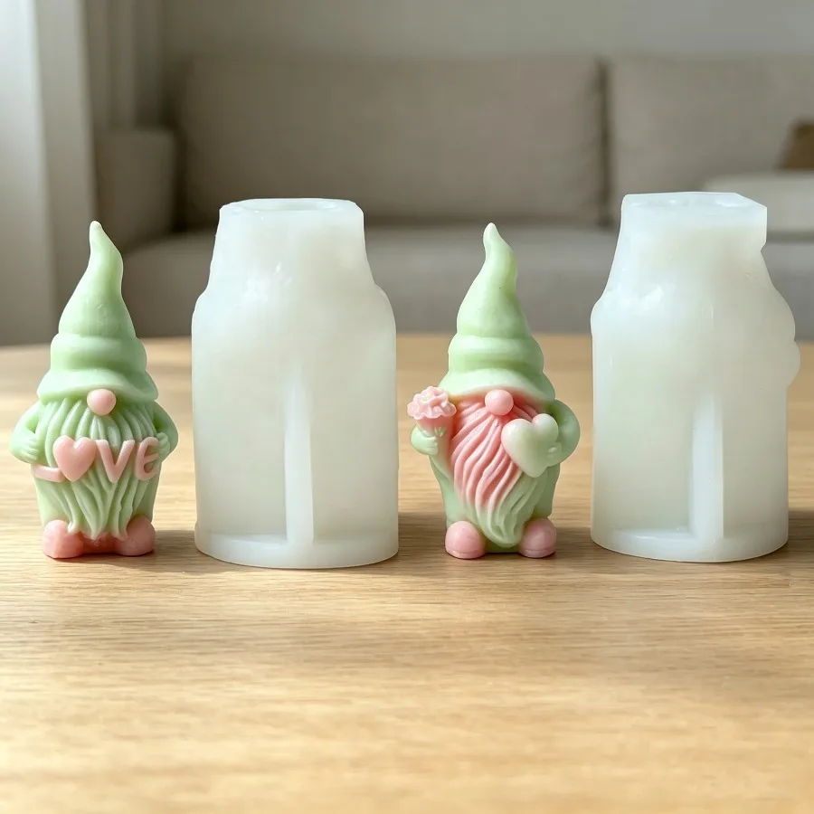 3D Weihnachtsmann mit Herz Silikon-Kerzenform, Weihnachtsdekoration Gips-Bastelzementform, Geschenke für die Heimdekoration