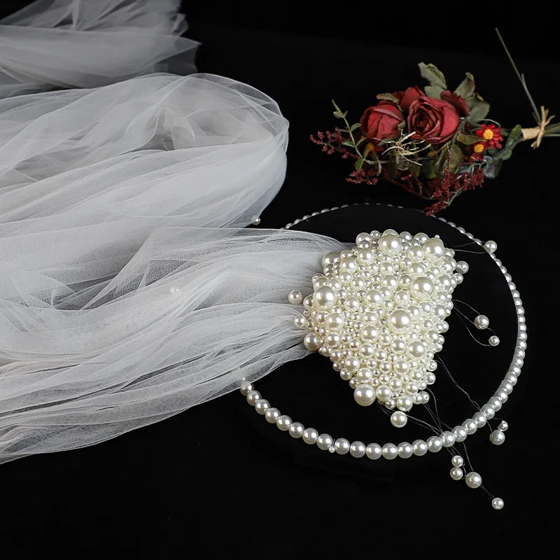 

Длинная повязка на голову с искусственным жемчугом, высококачественные белые аксессуары для волос для свадебной фото, макияж, свадебные аксессуары, головные уборы.