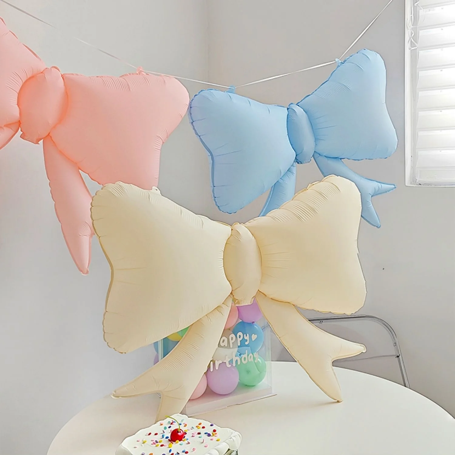 1PC Bowknot Balloon Foil Matte Bow Baby Girl Birthday Party Decora Kids Event Baby Shower 100 Days Photo Props Anniversary Decor