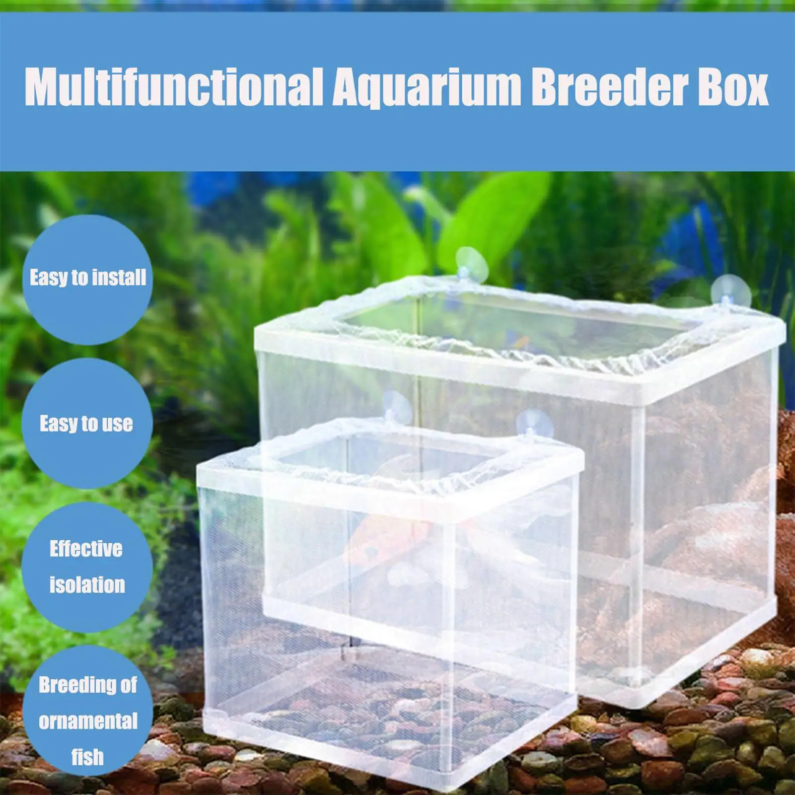 Red de cría para peceras, caja de incubación de peces, red de separación, incubadora de malla, caja de cría de peces con ventosa