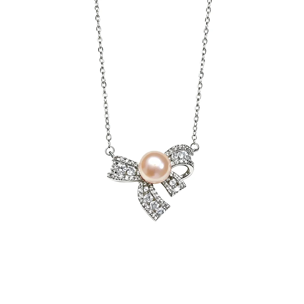 Hochzeitsanhänger aus 925er Silber mit Naturperle für Damen, eleganter Süßwasserperlen-Anhänger, Schmuck, Geschenk für Ehefrau, Mutter, Jahrestag, Weiß, Schwarz – Detail 2
