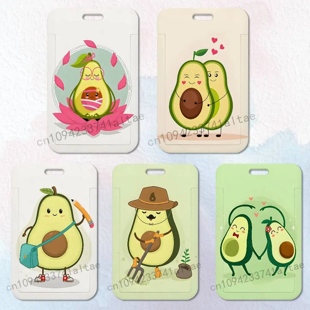 

Cute Cartoon Avocado Badge Holder Pass Bus Work Card Cover Chest Pocket Students Gift ID Card Holder