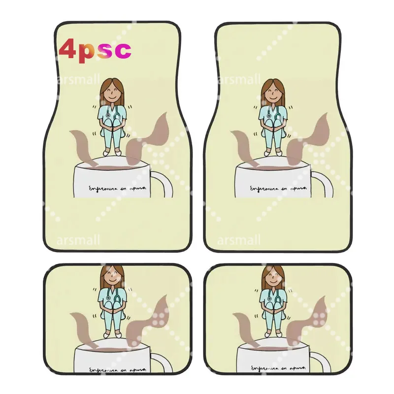 Nurse Medical Medicine Enfermera En Apuros Car Floor Mats of 4 Pieces Crystal Velvet Universal Car Front Rear Carpets Foot Mats
