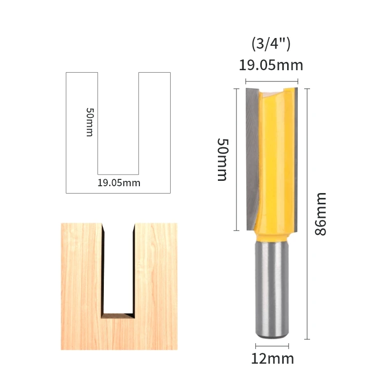 YUSUN  Straight Bit Router Bit D3/4 Woodworking Milling Cutter For Wood Bit Face Mill Carbide Cutter End Mill