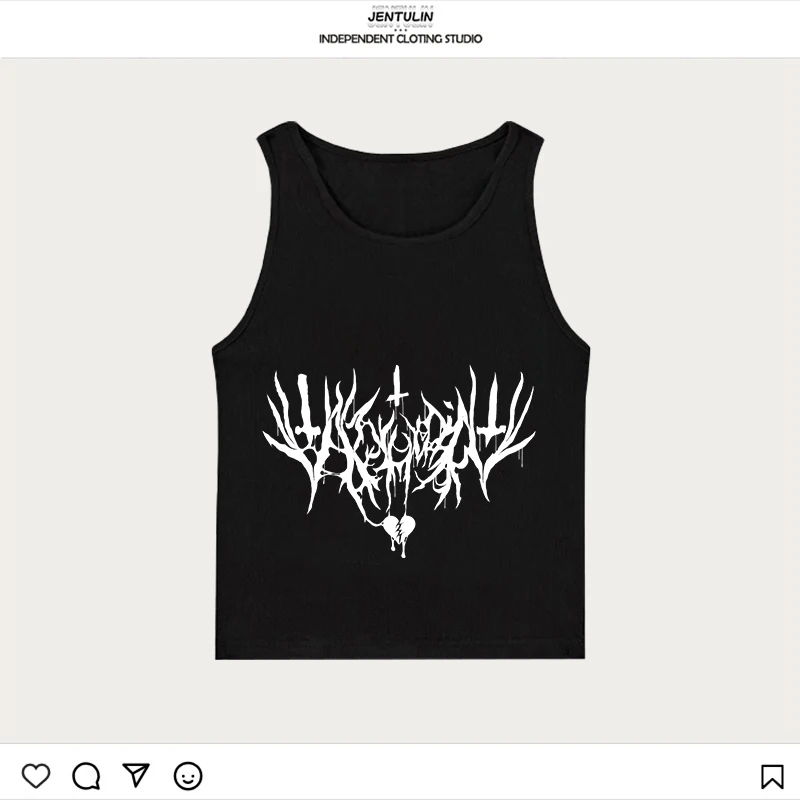 Y2K 스타일 크롭탑 여름 2000년대 핫걸 베스트 섹시 슬링 탱크탑 빈티지 감성 그런지 티셔츠 펑크 그래픽 여성 의류