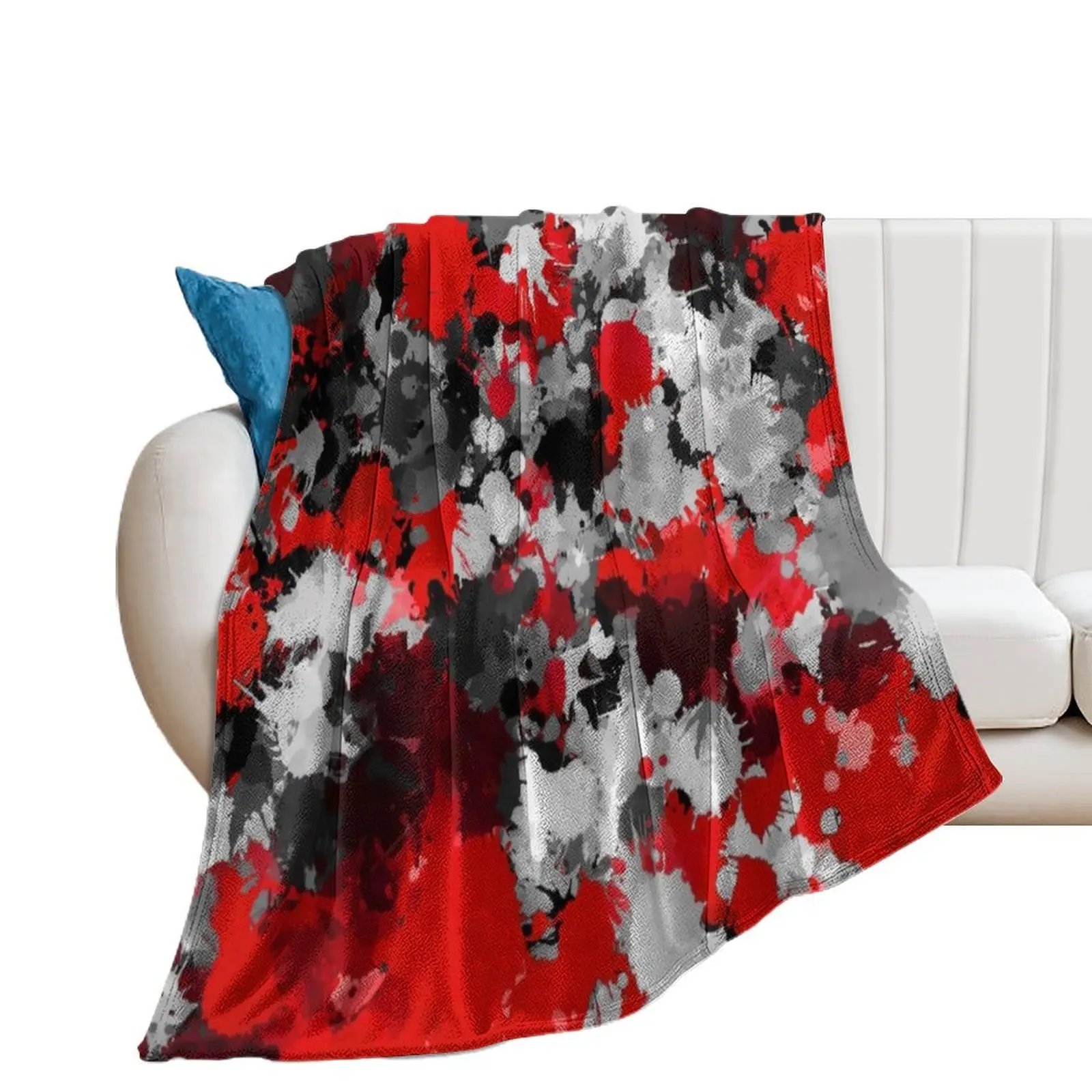 Red and Grey Paint Splatter Throw Blanket sofa bed Camping For Decorative Sofa Blankets