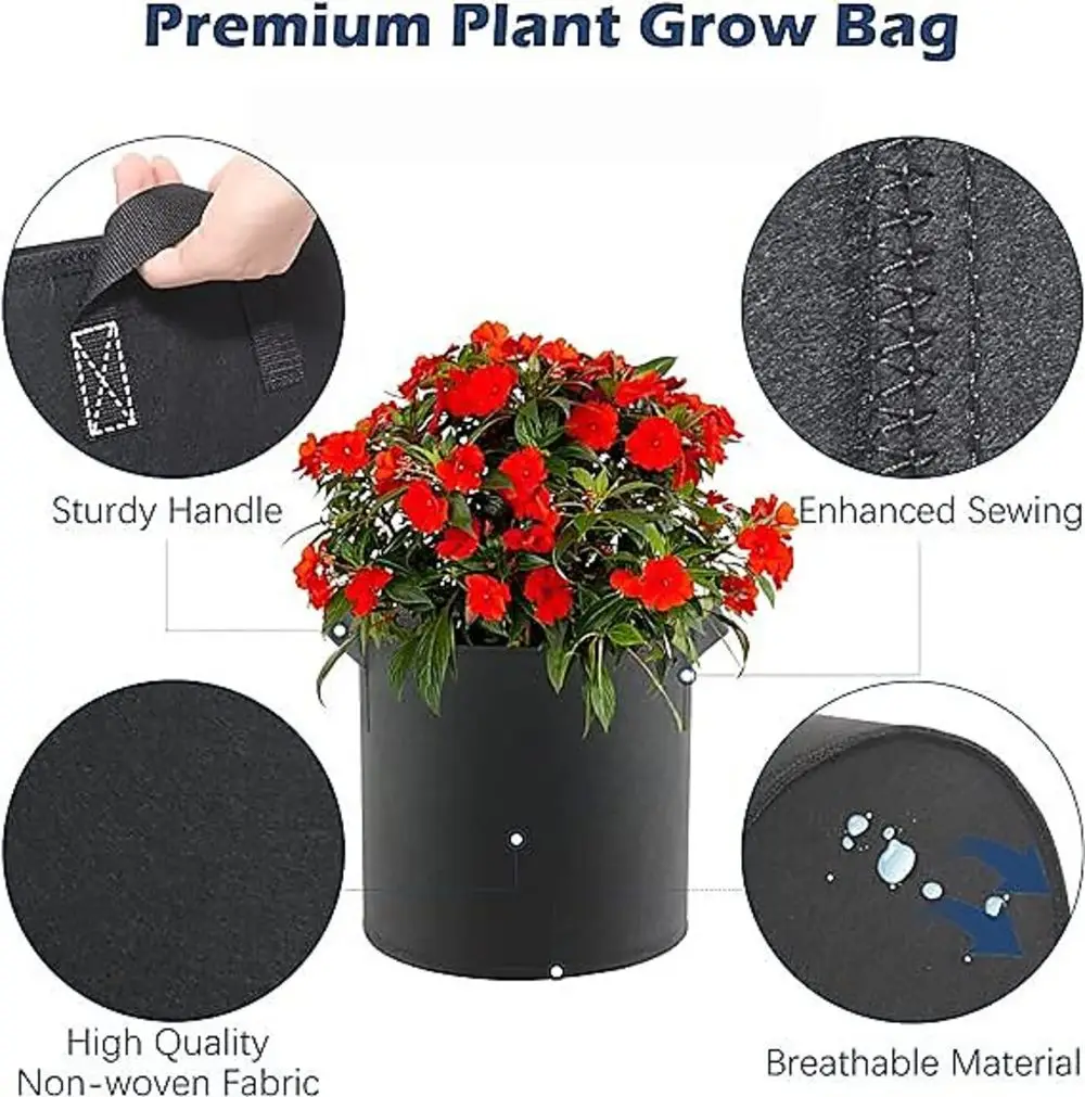 Felt planting bag, vegetable/flower/plant/mushroom growing bag thickened non-woven plant fabric flowerpot with handle