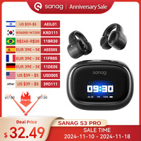 Sanag S3 Pro AI Smart Screen Bluetooth Earphone 360 ° Stereo Sound OWS Headphones Open Ear TWS Earbuds Earclip Wireless Headset