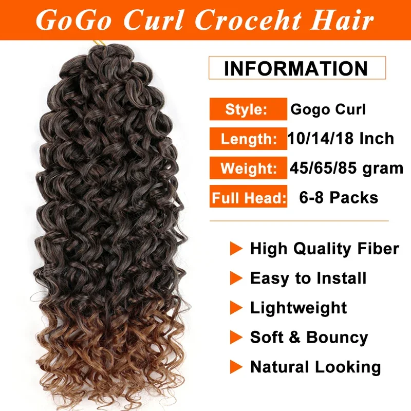 Bellqueen Synthetic Ocean Wave Curly Crochet Braids Gogo Curl Water Wave Braiding Hair Soft Beach Curl Hair Extension