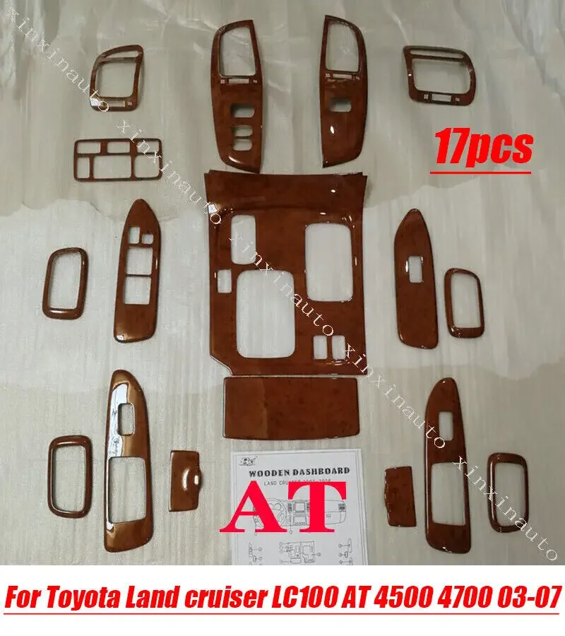 Inner Wood Grain Dash Trim Kit For Toyota Land cruiser LC100 AT 4500 4700 03-07