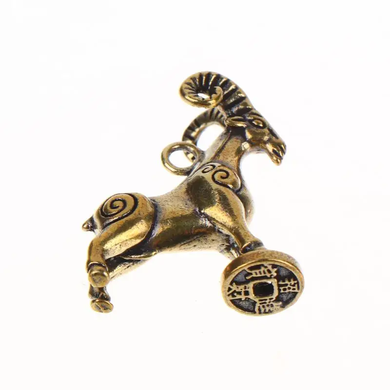 2027 Zodiac Goat Sculpture Step On Money Sheep Figurine Brass Animal Statue