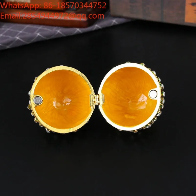 Exquisite European Easter Egg Gifts Enamel Painted Diamond Metal Crafts Jewelry Box Ornament
