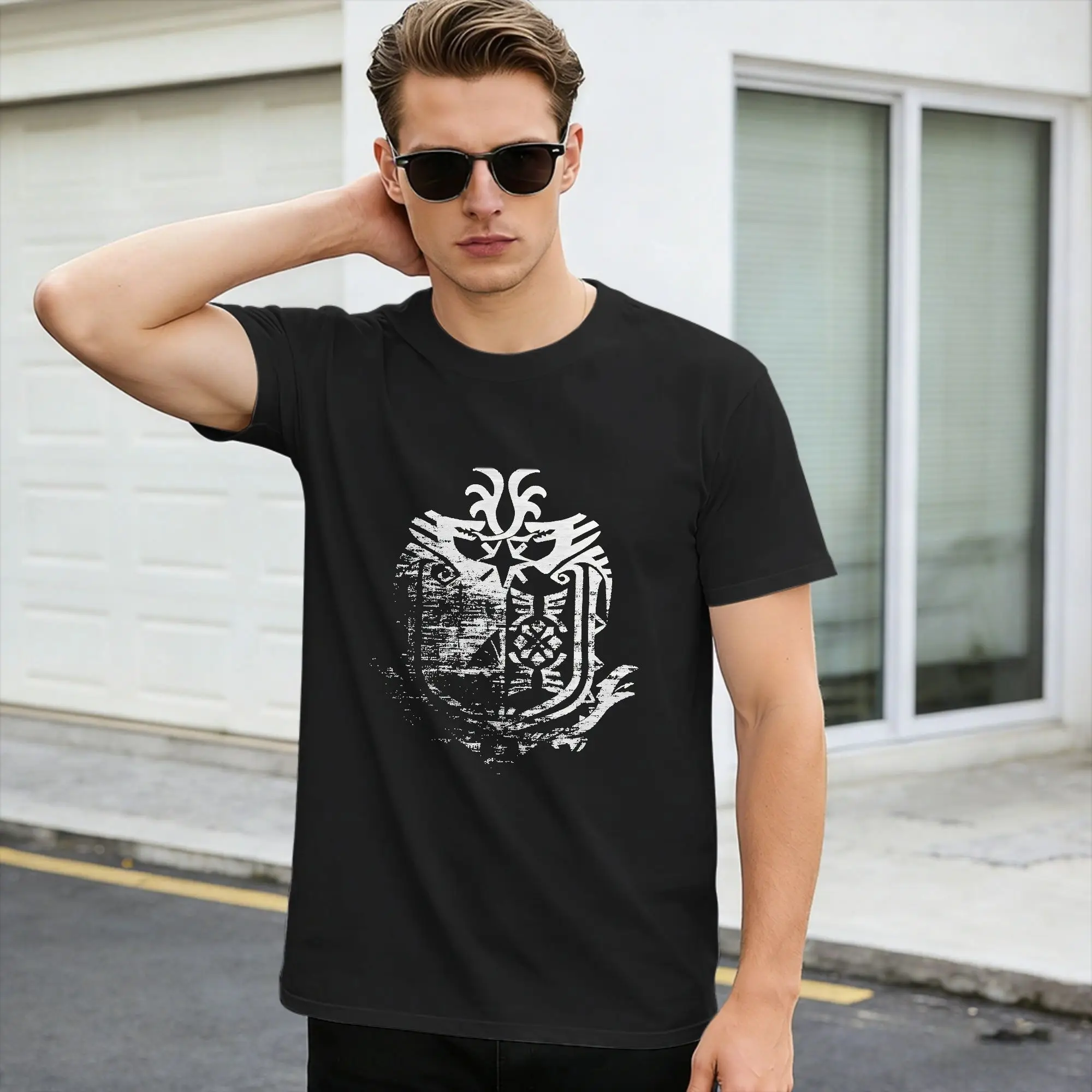 Camisetas de juego Monster Hunter World MHW para hombre, camisetas 100% de algodón, ropa de calle de verano, camiseta de manga corta, camiseta informal Harajuku