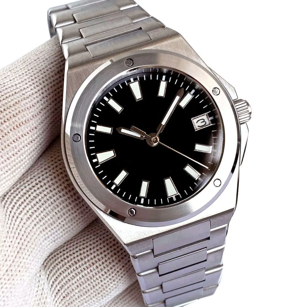 ساعة Tandorio 40 ملم مطلية بالذهب باللون الأزرق الميكانيكية NH35 للرجال ساعة غوص أوتوماتيكية 316L تاريخ Lume معقمة بمفتاح منخفض وطراز فاخر