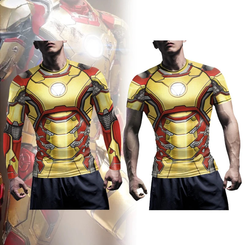 

Cosplay Movie Iron Man Compression T Shirts Superhero 3D Printed Muscle Pattern Long Sleeve Fitness Tops