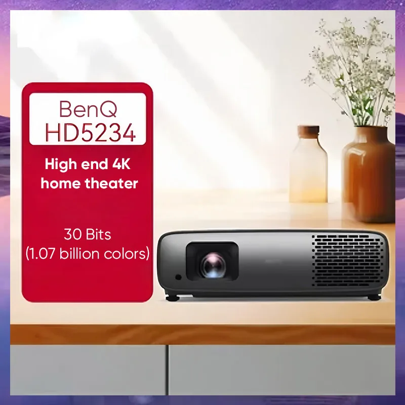 BenQ HD5234 4K UHD DLP Projector 3000 ISO Lumens LED HDMI 2.1 240Hz DCI-P3 Color Gamut Home Cinema Theater Device